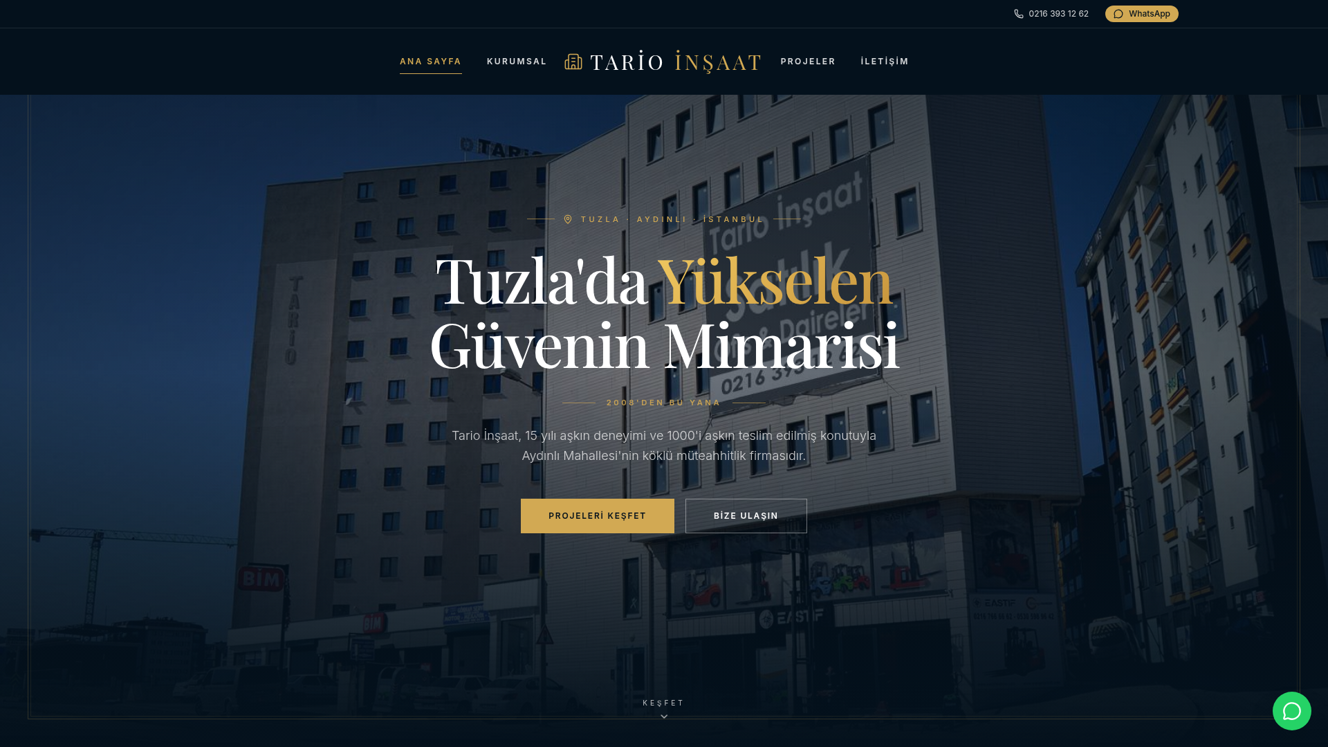 Tario İnşaat web sitesi ekran görüntüsü